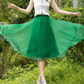 Green elastic waist summer chiffon skirt 6187- green