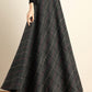 Plaid Wool Blend Maxi Skirt – Warm High Waist Winter Skirt with Pockets 6202