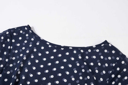 Blue and White Polka Dot chiffon Maxi Dress 2354