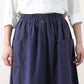 Navy blue linen skirt with pockets 2579