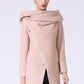 Pink Asymmetrical Wool Coat for Women – Oversized Hood Winter Jacket 1071