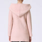 Pink Asymmetrical Wool Coat for Women – Oversized Hood Winter Jacket 1071