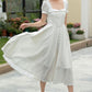 White Linen Midi swing Dress 5980