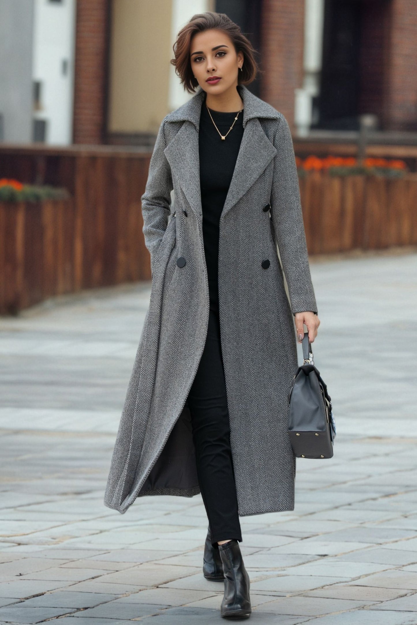 Striple winter long trench wool coat 6288