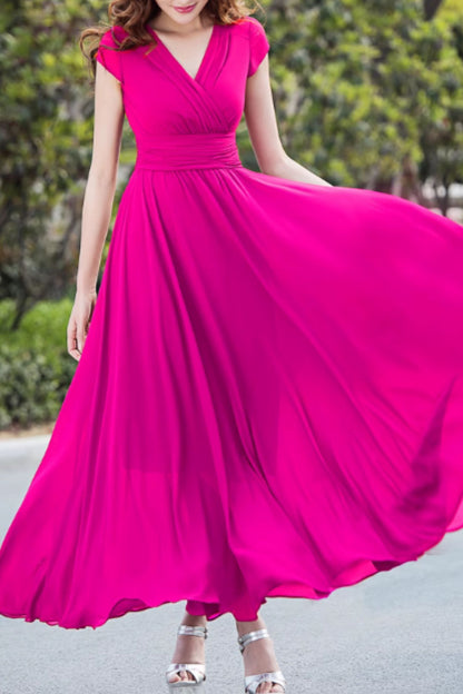 V neck prom summer wedding chiffon dress 5162