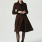 Asymmetrical brown winter wool coat 6311