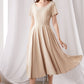 Beige Swing Summer Linen Dress 3374