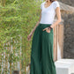 Green Elastic Waist Wide leg Linen Pants 2879