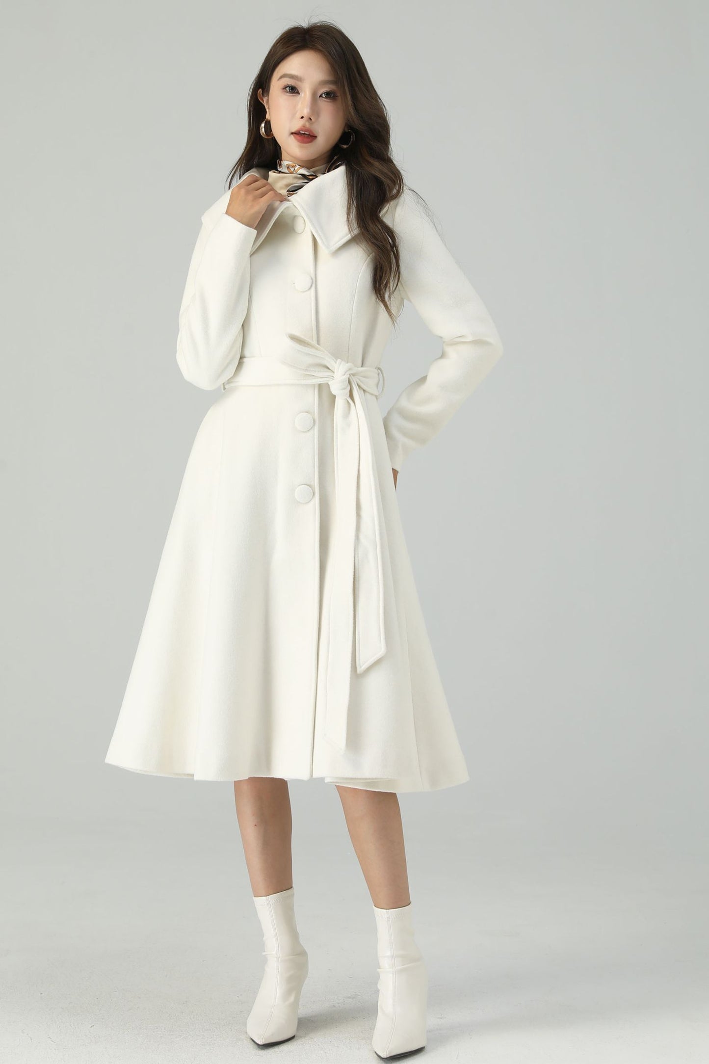 White Long Wool Princess Winter Coat 4520