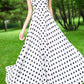 Black and white maxi summer chiffon dress 5158