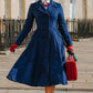 Blue Double Breasted Long Wool Coat 1685