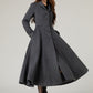 Gray winter long wool coat with pockets 5479