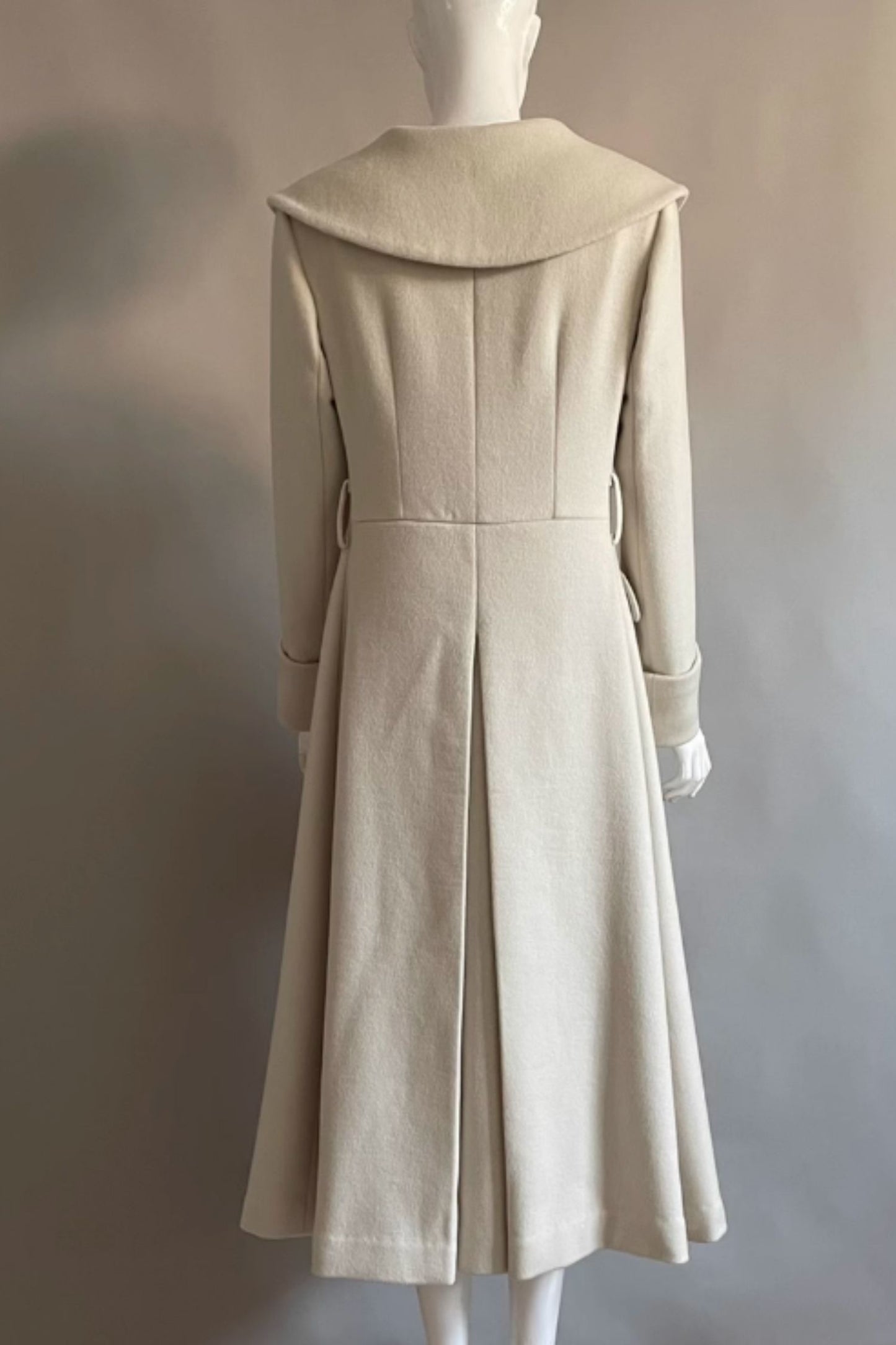 Beige long princess wool coat women 5284