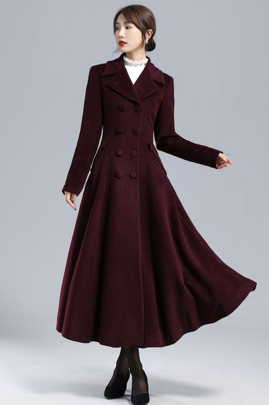 1950s Long Wool Princess Coat 3239