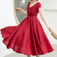 Versatile Linen Midi Dress in Vibrant Red 5831