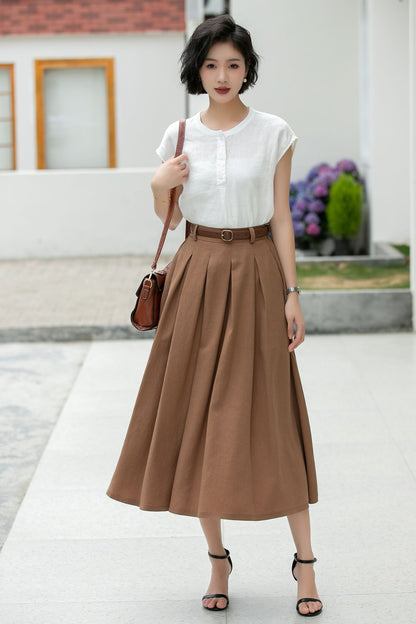 Women linen summer skirt 5982 -XS #CK2500318