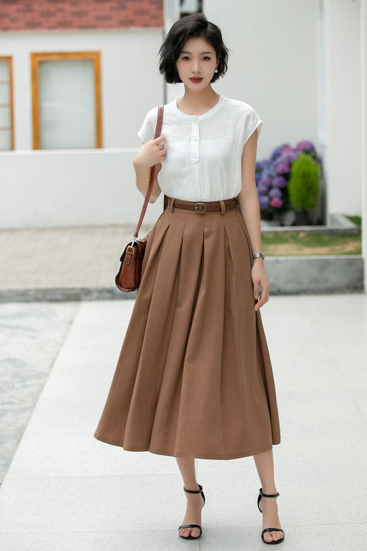 Women linen summer skirt 5982