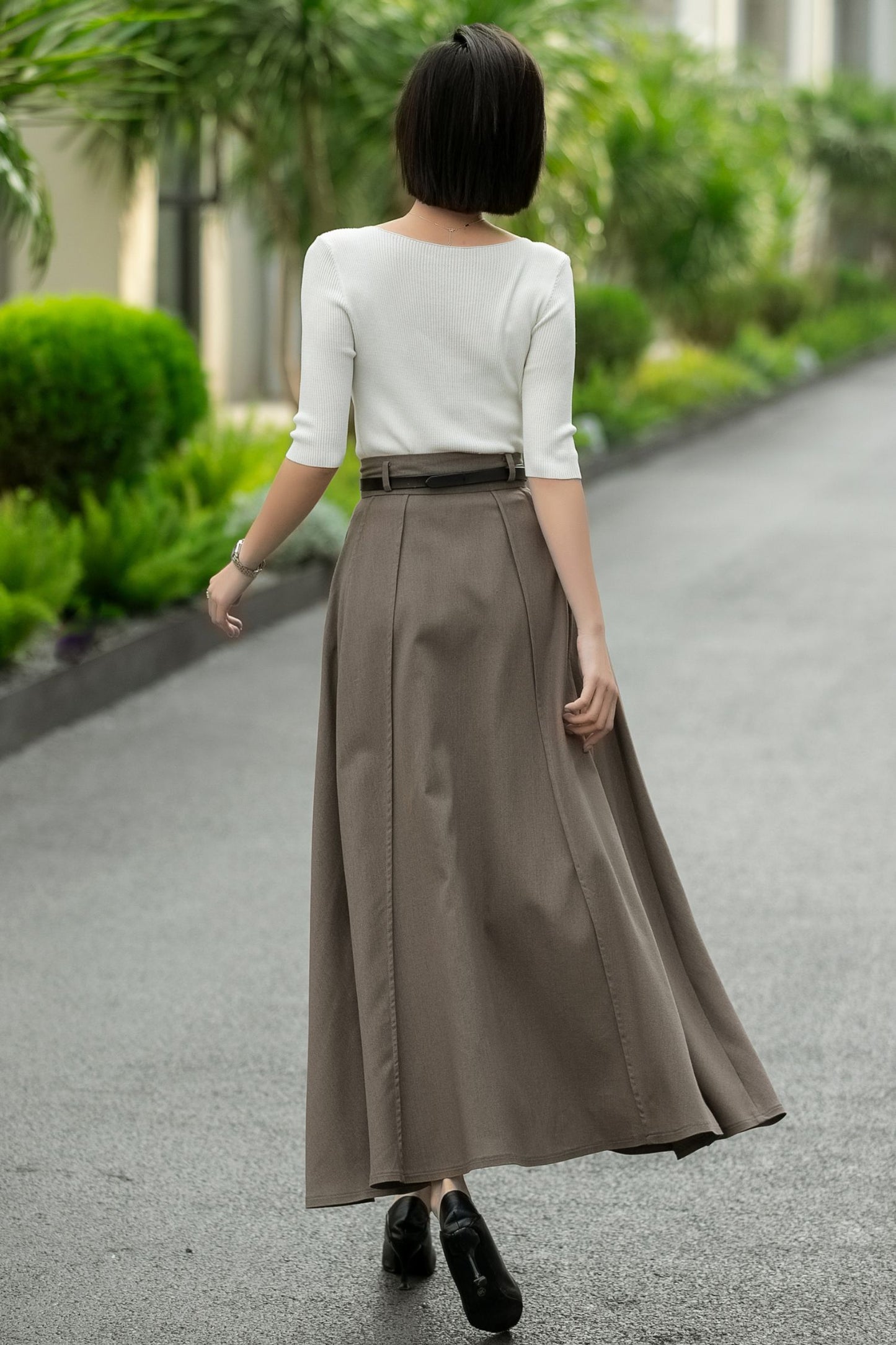Brown Linen Maxi Skirt – High Waist A-Line Long Linen Skirt 6664 -size XS #CK2600014
