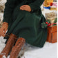 Green Winter Women Custom Retro Wool Coat 3155