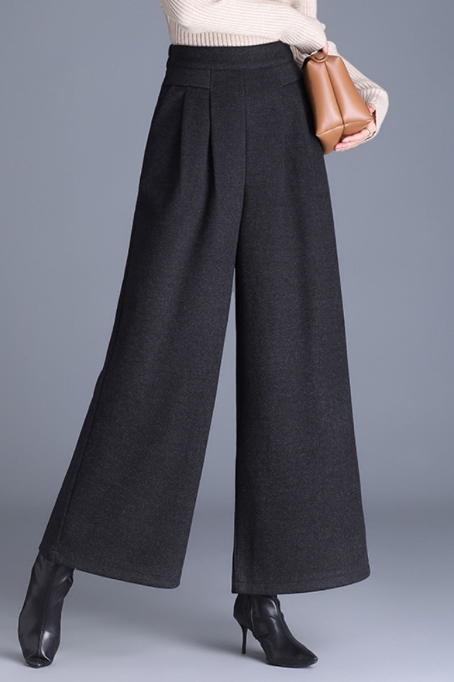 Wide leg wool pants with pockets 6229
