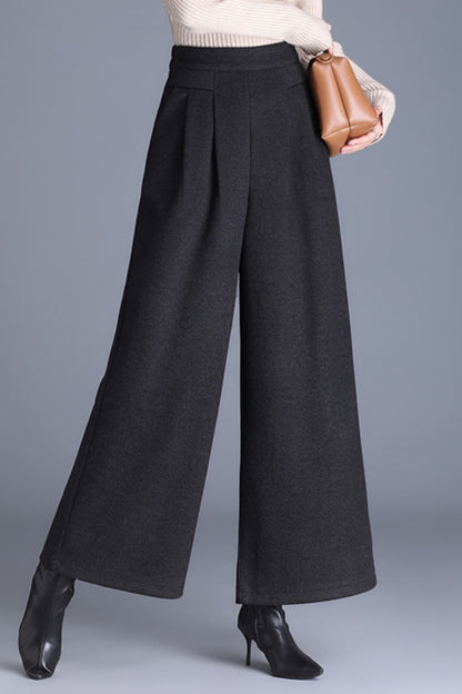 Wide leg wool pants with pockets 6229