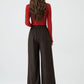 Wide leg long winter wool pants women 5318