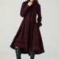 Burgundy Midi Asymmetrical Winter Wool coat 4603