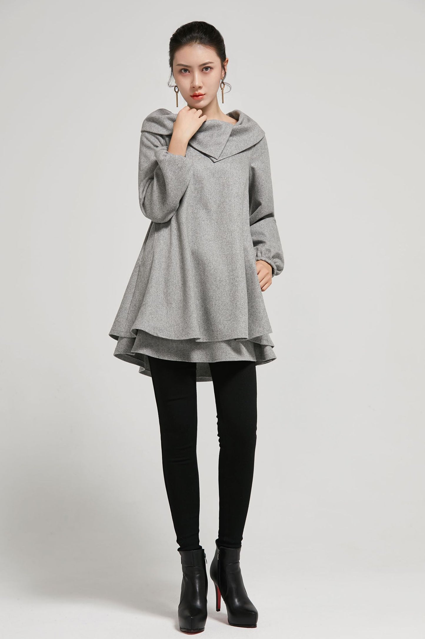 Wome's  wool tuic dress in grey 2310