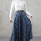 Women Winter long Plaid Wool skirt 4007