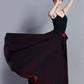 Black and red long swing chiffon skirt 3390