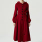 Burgundy long dress wool coat 1977#