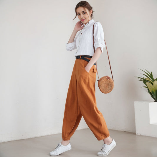 Loose fitting long linen pants for spring/summer 5904