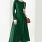 Women Long Sleeve Maxi Linen Dress 3830