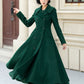 Green long double breasted winter wool coat 5452