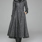 Hooded maxi wool dress coat with ruffle detail 1369#