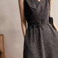 Gray sleeveless winter wool dress women 5277