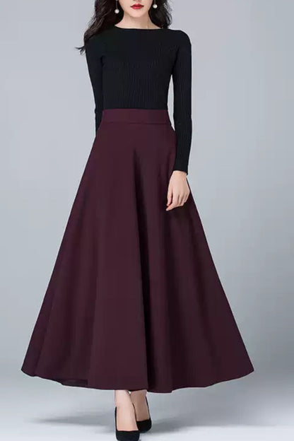 High waist long autumn skirt women 6197