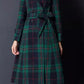 Double breasted winter plaid wool coat 5293