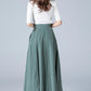 Green maxi A line summer linen skirt 1775