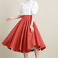 Orange Midi circle Summer Linen skirt 3312