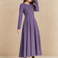Vintage Purple Wool Midi Dress – Handmade Fit & Flare Winter Dress | Xiaolizi 6515