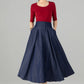 Women’s Navy Blue Button front Denim Midi Skirt 6143
