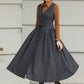 Gray Handmade Wool Pinafore Midi Dress – Vintage A-Line Style 6614