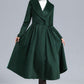 Dark Green Fit and Flare Wool Coat 3242