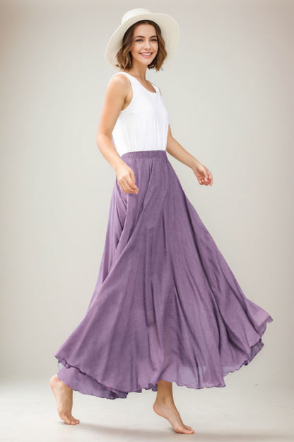 Linen Maxi Women's Summer Swing Skirt 3560