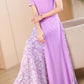 Block color maxi purple chiffon dresses 5010