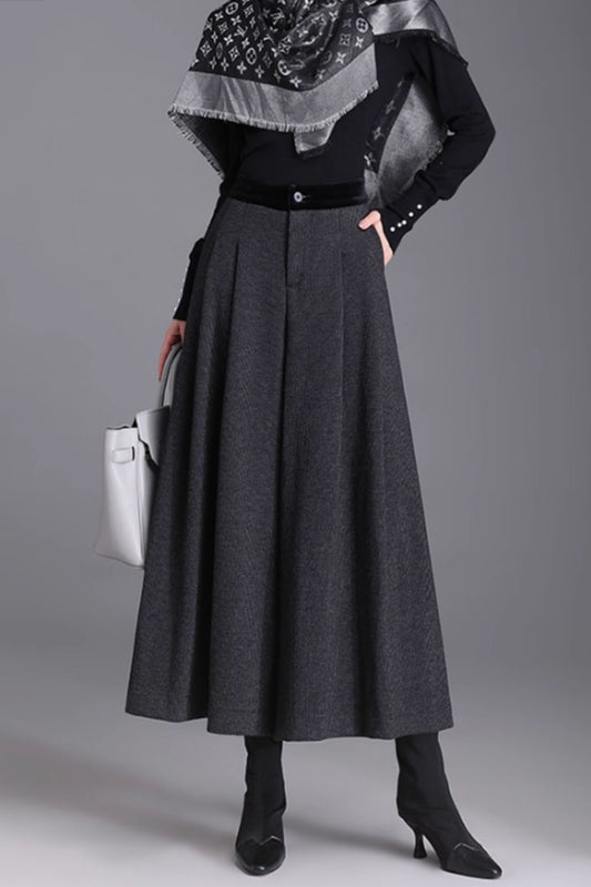 Wide leg winter wool pants women 6368