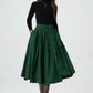 Button front green midi wool skirt 5322