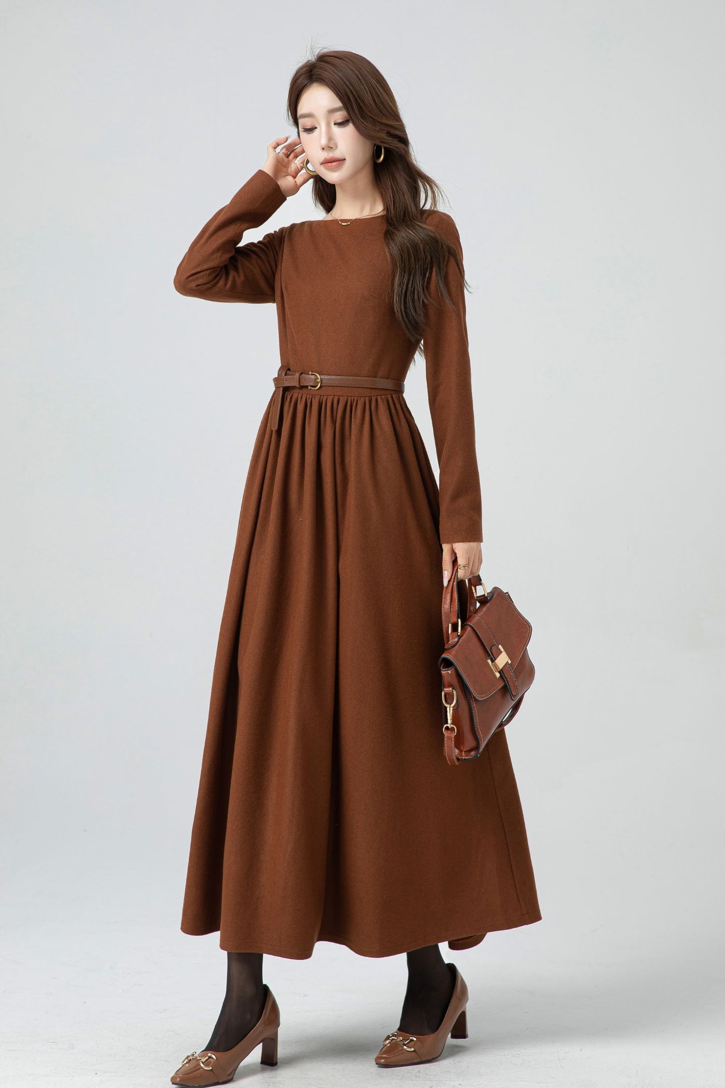 Wool maxi winter womens dresses 5305