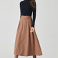 Retro midi winter womens wool skirt 4527